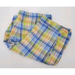Lizgolf Audra Bermuda Shorts Plaid Blue/Orange/Green Women's Size 10 Stretch
